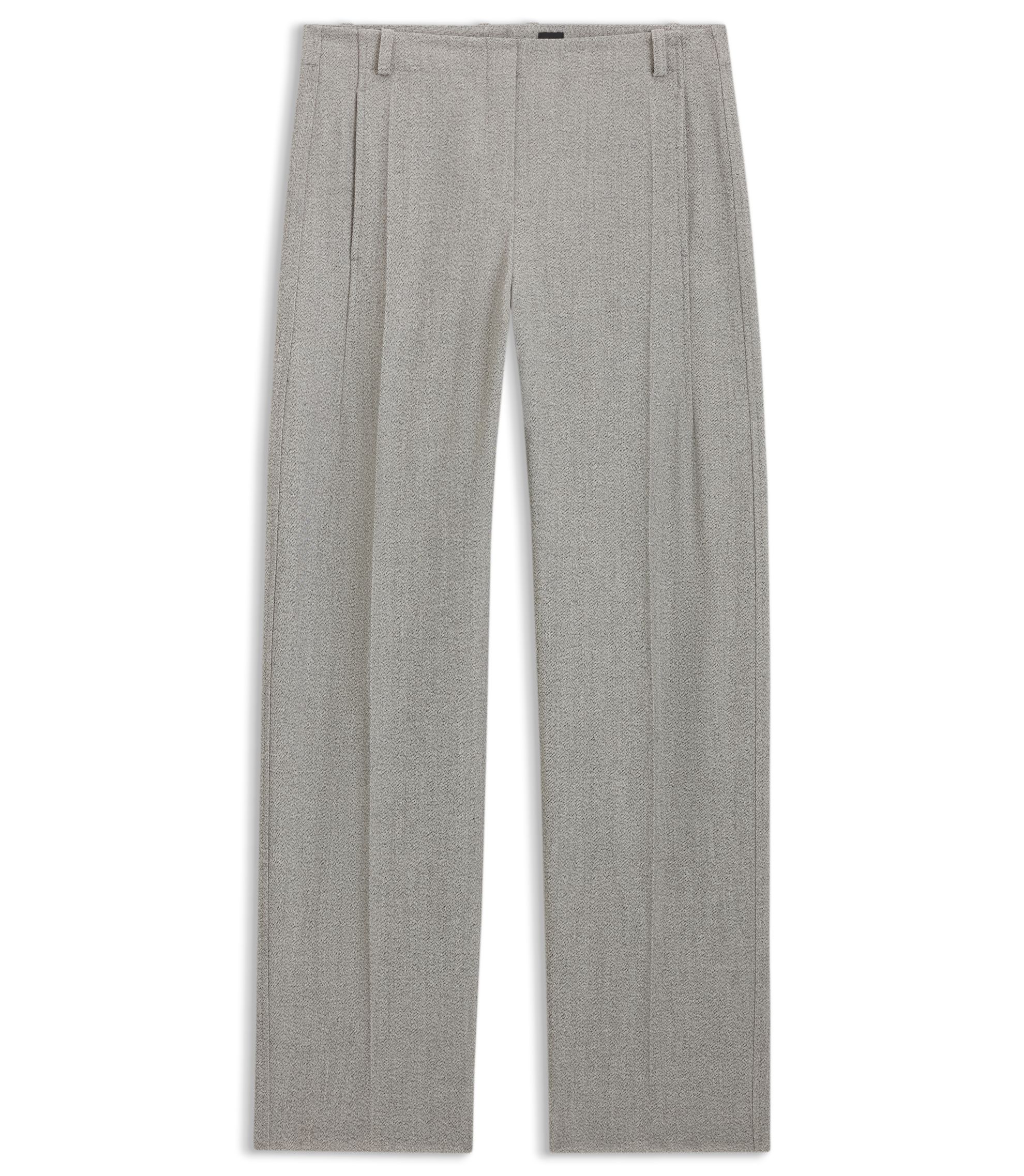 BOSS - Regular-fit trousers in sharkskin twill - Silver