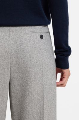 Pantalones regular fit de sarga de tejido sharkskin, Plata