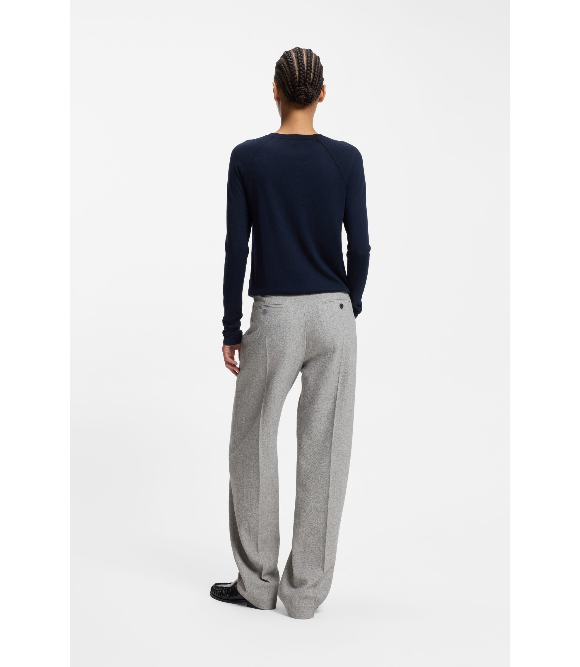 BOSS - Regular-fit trousers in sharkskin twill - Silver