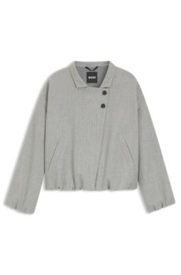 Chaqueta regular fit en tejido sharkskin el&aacute;stico, Plata