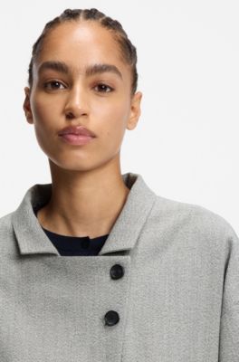 Chaqueta regular fit en tejido sharkskin el&aacute;stico, Plata