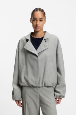 Chaqueta regular fit en tejido sharkskin el&aacute;stico, Plata