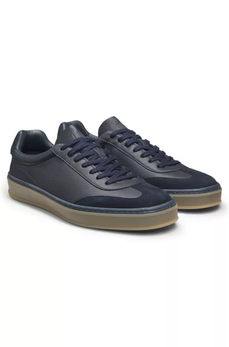 BECKHAM x BOSS suede-trim trainers in grained leather