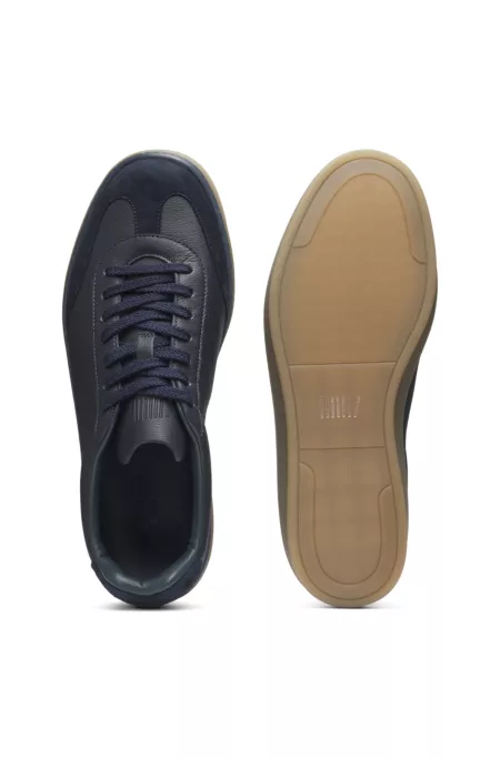 BECKHAM x BOSS suede-trim trainers in grained leather