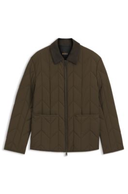 Nubuck-trim jacket with water-repellent finish, Light Green