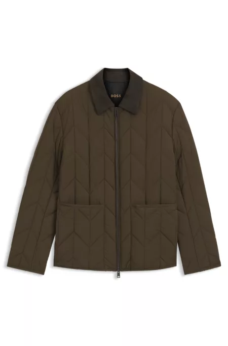 Nubuck-trim jacket with water-repellent finish