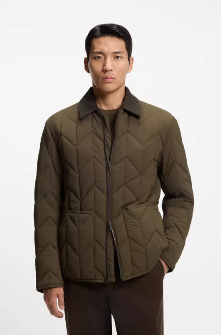 Nubuck-trim jacket with water-repellent finish