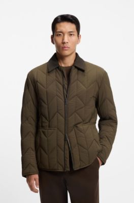 Nubuck-trim jacket with water-repellent finish, Light Green
