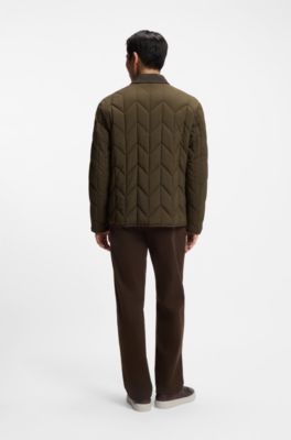 Nubuck-trim jacket with water-repellent finish, Light Green