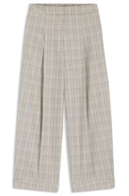 Pantalones oversize fit en lana el&aacute;stica a cuadros, Fantas&iacute;a