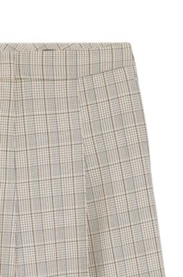 Checked oversized-fit trousers in stretch wool, Patterned
