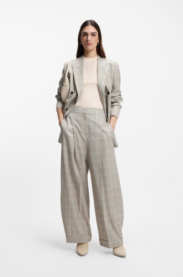 Checked oversized-fit trousers in stretch wool - image 2
