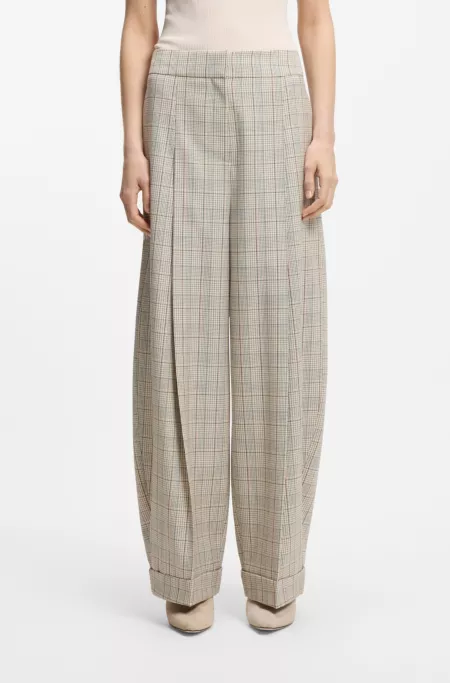 Checked oversized-fit trousers in stretch wool