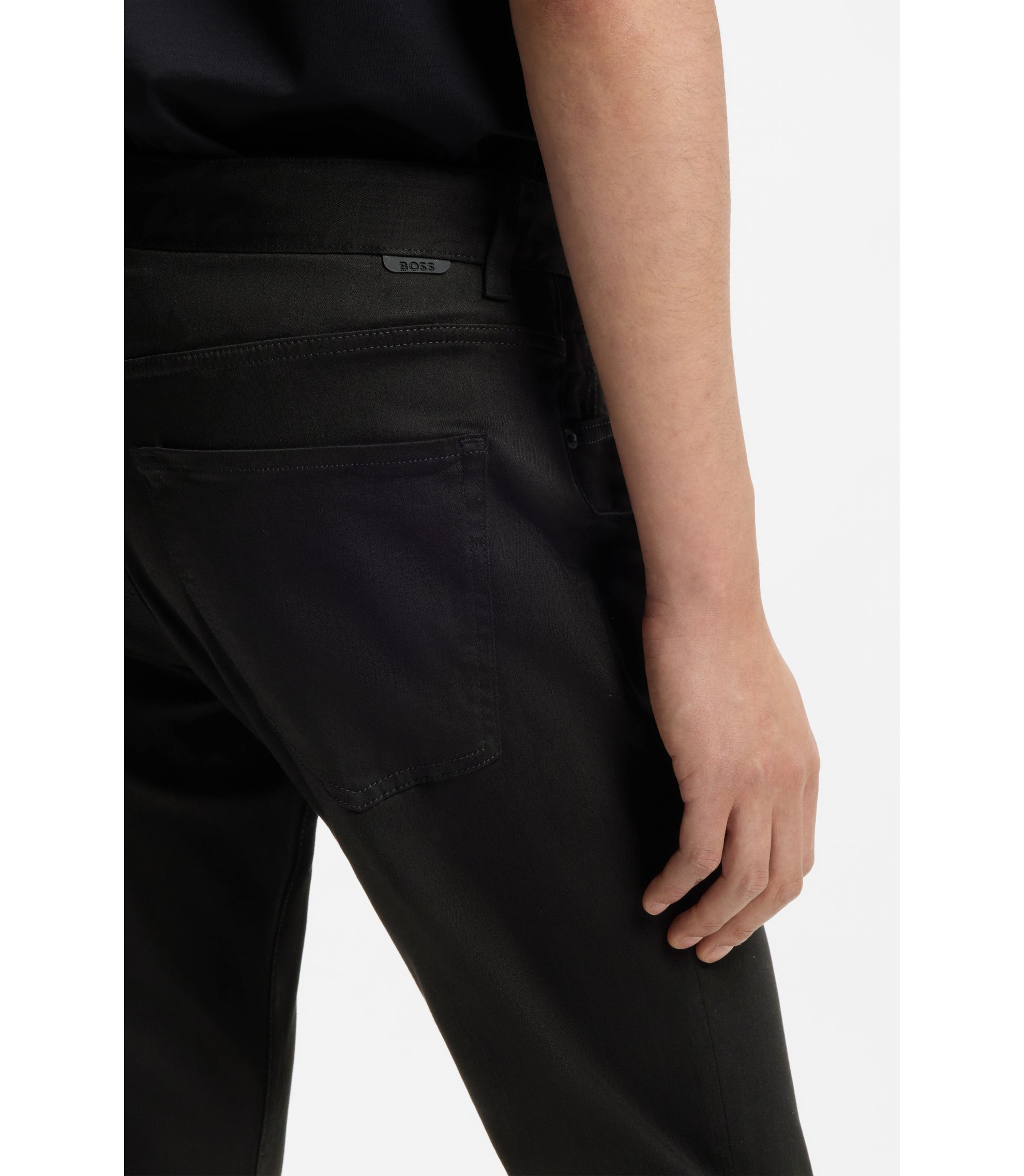 BOSS - Delaware slim-fit trousers in fade-resistant twill - Black