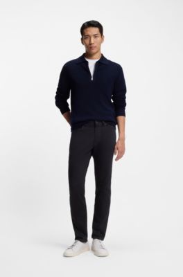 Delaware slim-fit trousers in fade-resistant twill, Dark Blue