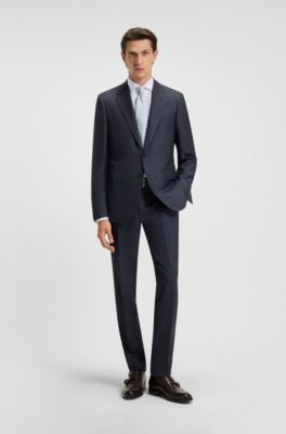 Non-iron slim-fit shirt in structured cotton, Light Blue