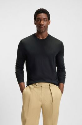 Pull Regular BECKHAM&nbsp;x&nbsp;BOSS en laine vierge, Bleu fonc&eacute;