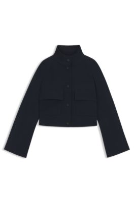 Modern-fit blazer in wrinkle-resistant crepe, Dark Blue