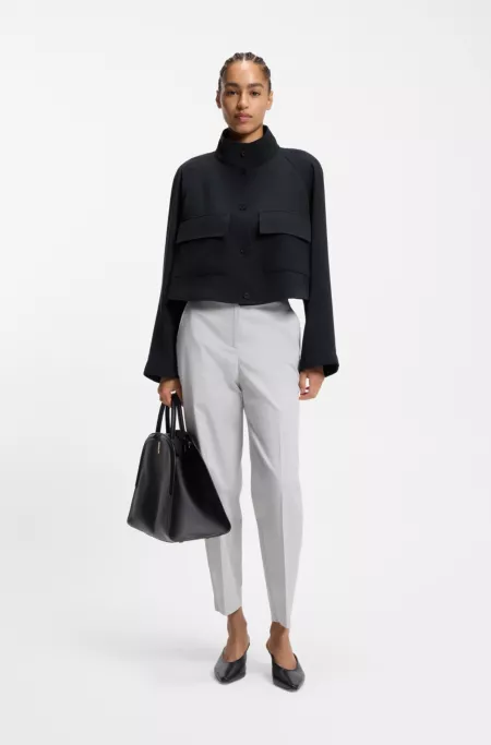 Modern-fit blazer in wrinkle-resistant crepe