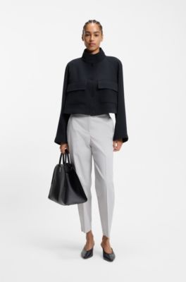 Blazer de corte moderno en crep&eacute; resistente a las arrugas, Azul oscuro