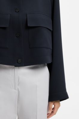 Modern-fit blazer in wrinkle-resistant crepe, Dark Blue