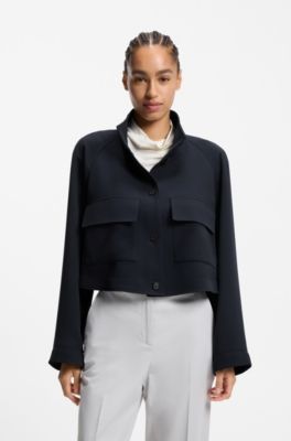Modern-fit blazer in wrinkle-resistant crepe, Dark Blue