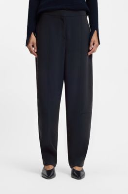 Pantalones relaxed fit en crep&eacute; resistente a las arrugas, Azul oscuro