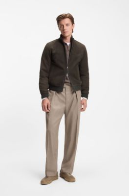 BECKHAM x BOSS rubber-sole trainers in leather, Khaki