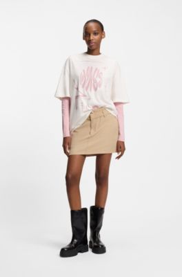 Camiseta de punto de algod&oacute;n con ilustraci&oacute;n, Blanco