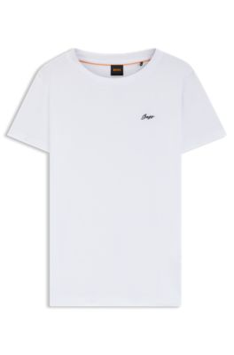 Handwritten-logo T-shirt in cotton jersey, White