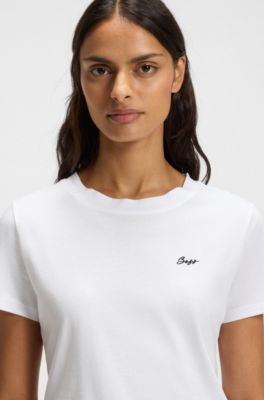 Handwritten-logo T-shirt in cotton jersey, White
