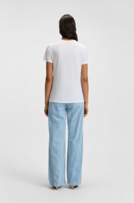Handwritten-logo T-shirt in cotton jersey, White