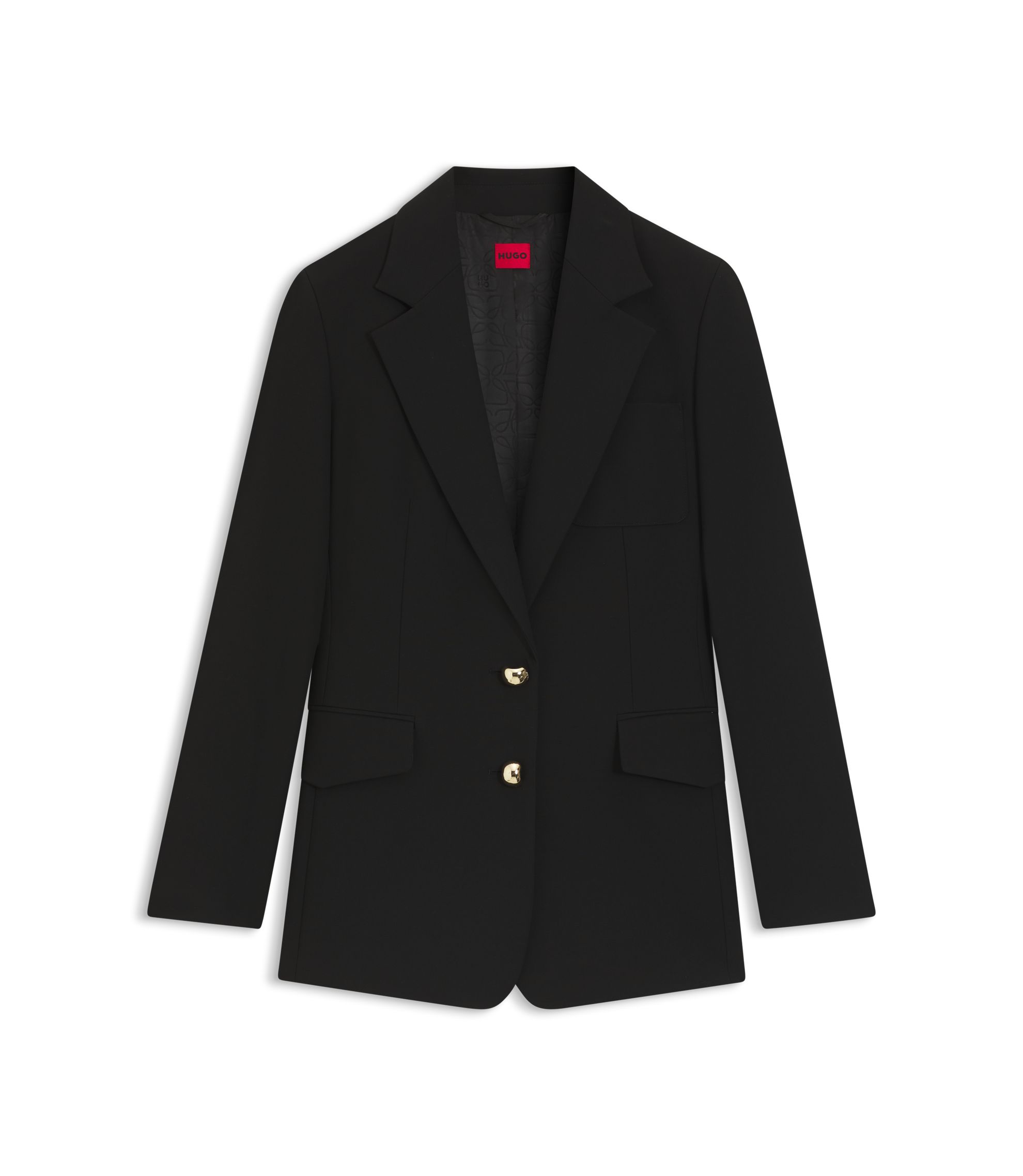 HUGO - Regular-fit blazer with gold-tone buttons - Black