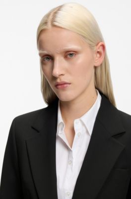 Regular-fit blazer with gold-tone buttons, Black