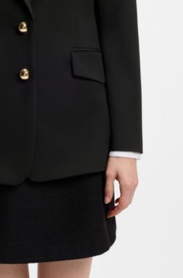 Veste Regular &agrave; boutons dor&eacute;s, Noir