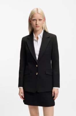 Veste Regular &agrave; boutons dor&eacute;s, Noir