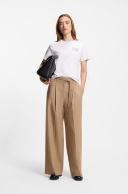 Pantalon &agrave; pinces avec ceinture &agrave; boucle, Fantaisie