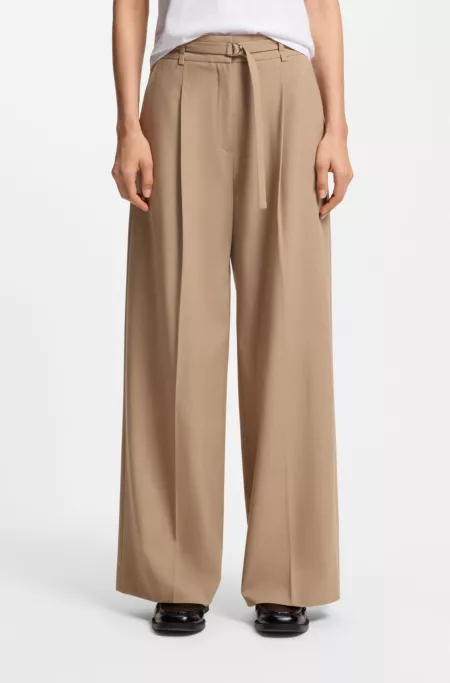 Buckled-belt trousers with pleat front