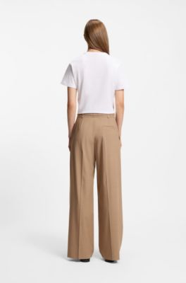 Pantalon &agrave; pinces avec ceinture &agrave; boucle, Fantaisie