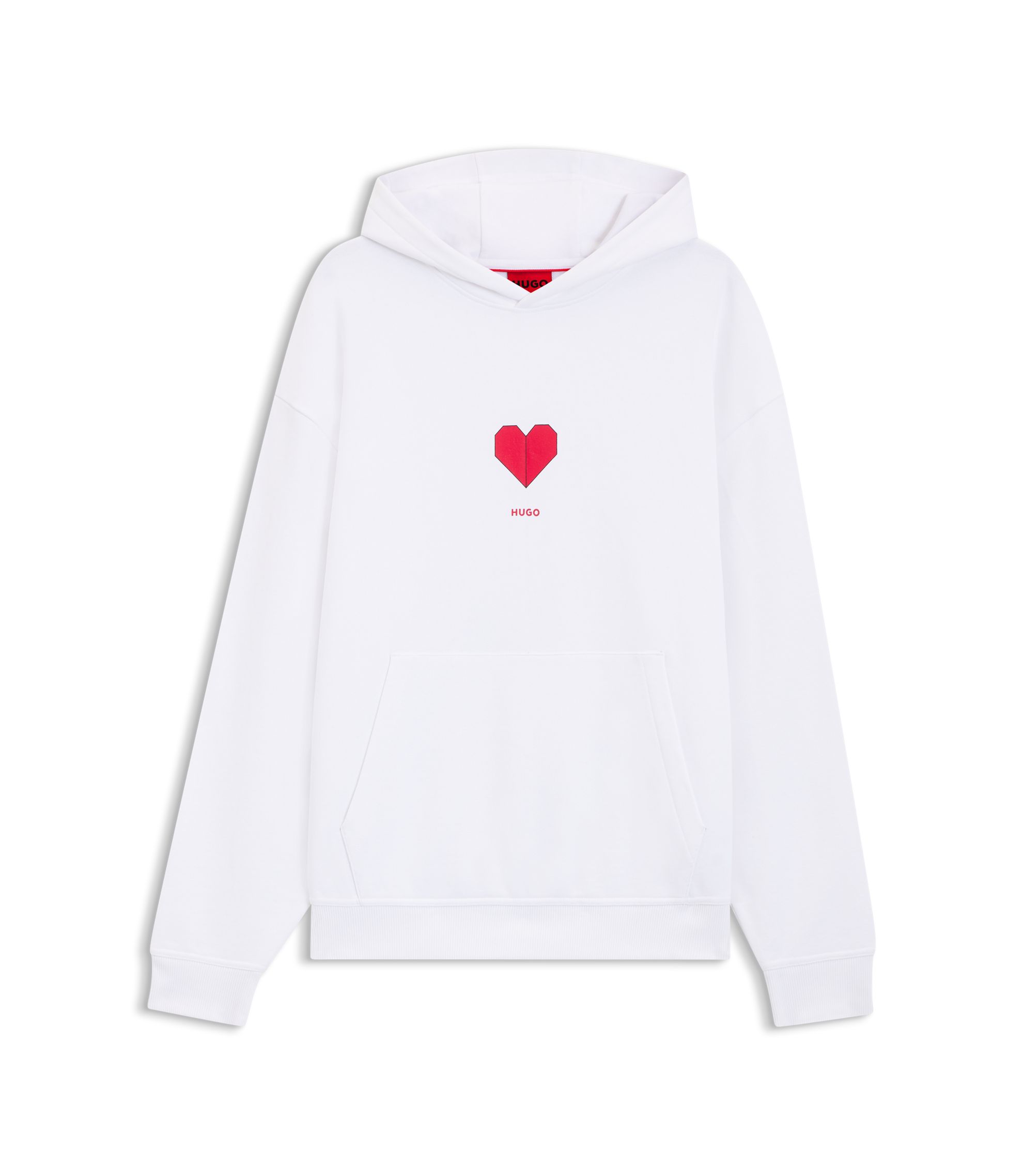HUGO - All-gender Cotton-terry hoodie with origami-heart artwork