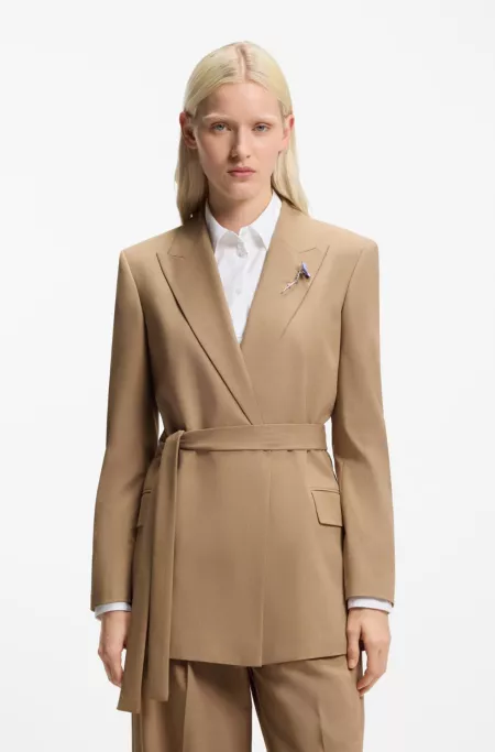 Regular-fit blazer in stretch melange fabric