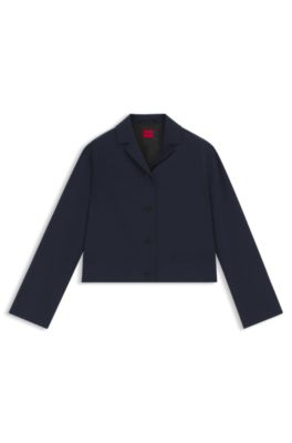 Veste coupe d&eacute;contract&eacute;e en tissu stretch, Bleu fonc&eacute;