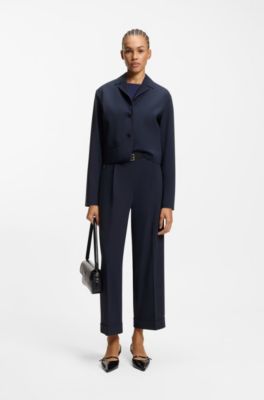 Blazer relaxed fit en tejido el&aacute;stico, Azul oscuro