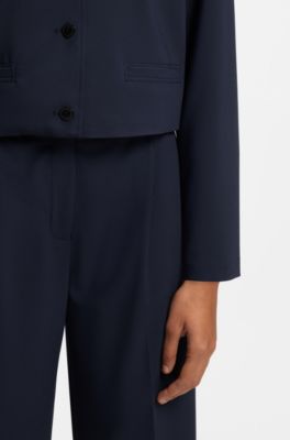 Blazer relaxed fit en tejido el&aacute;stico, Azul oscuro