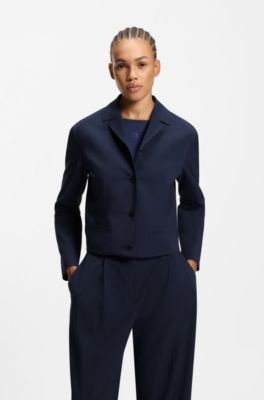 Blazer relaxed fit en tejido el&aacute;stico, Azul oscuro