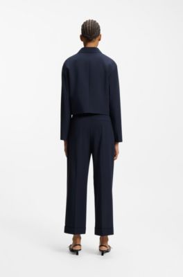 Blazer relaxed fit en tejido el&aacute;stico, Azul oscuro