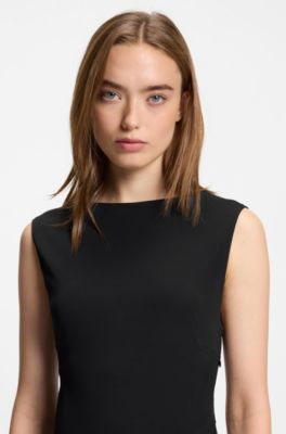 Robe effet portefeuille avec d&eacute;tail boucle, Noir