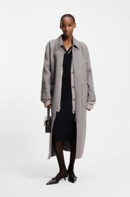 Cardigan Oversize avec logo brod&eacute;, Gris chin&eacute;