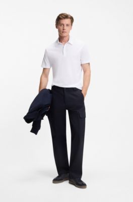 Polo BECKHAM&nbsp;x&nbsp;BOSS en coton et soie, Blanc