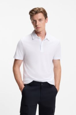 BECKHAM x BOSS polo shirt in cotton and silk, White